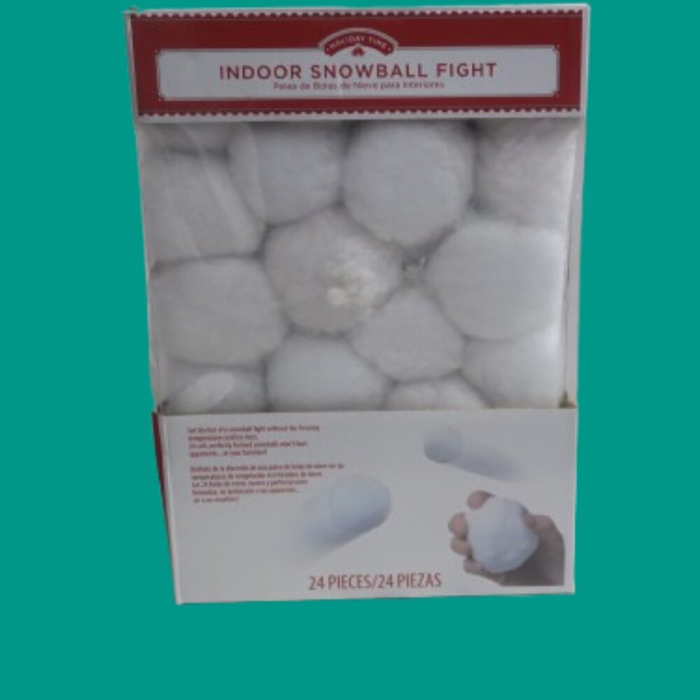 Holiday Time Indoor Snowball Fight 24 white Soft Cotton lightweight Snowballs